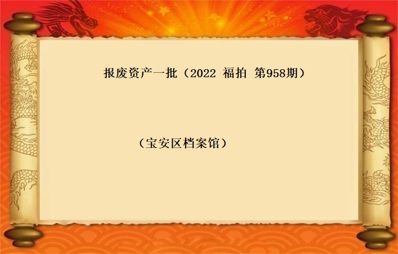 報(bào)廢資産一(yī)批（2022 福拍 第958期）