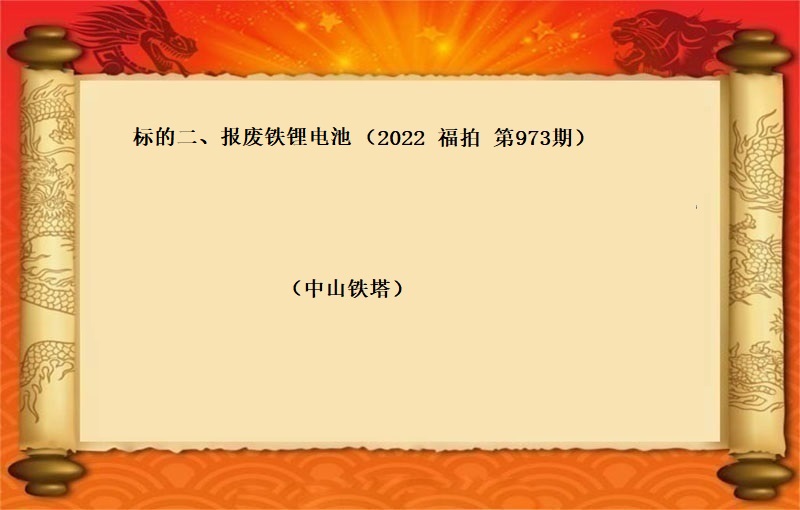 标的二、報(bào)廢鐵锂電(diàn)池 （按噸拍賣）（2022 福拍 第973期）