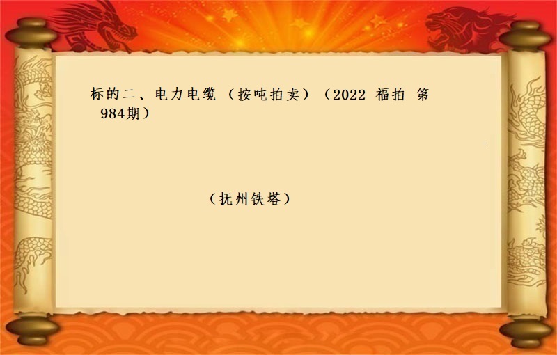 标的二、電(diàn)力電(diàn)纜 （按噸拍賣）（2022 福拍 第984期）