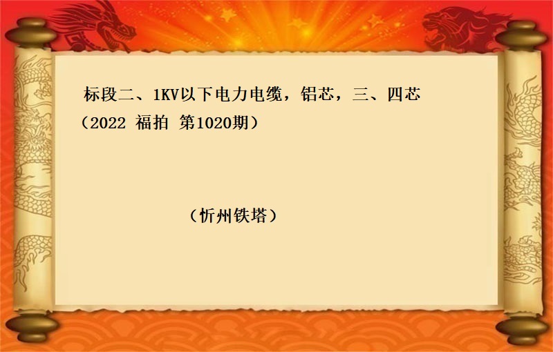 标段二、1KV以下(xià)電(diàn)力電(diàn)纜，鋁芯，三、四芯 （2022 福拍 1020期）