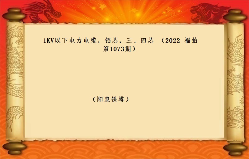 标的二、1KV以下(xià)電(diàn)力電(diàn)纜，鋁芯，三、四芯 （按噸拍賣）（2022  福拍 第1073期 ）