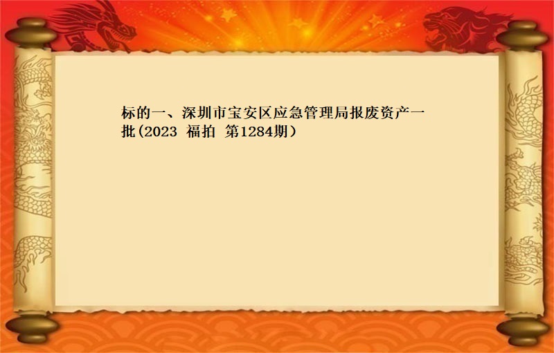 标的一(yī)、深圳市(shì)寶安區應急管理局報(bào)廢資産